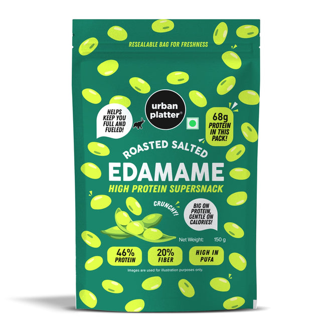 Roasted Salted Edamame, 150g (46% Protein, 20% Fiber, Lightly Salted Young Green Soybeans, Highest Plant Protein Supersnack)