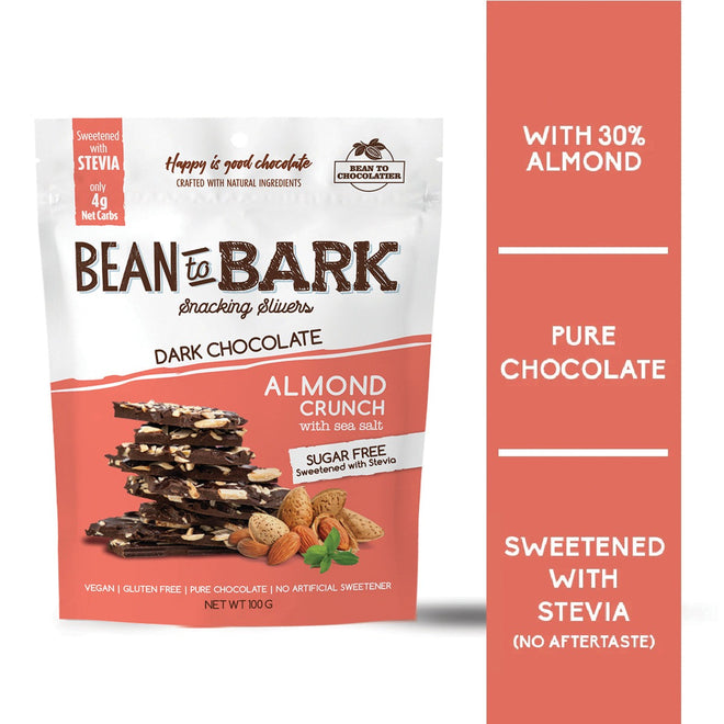 Bean To Bark - Dark Chocolate Almond Crunch with Sea Salt - Sugar Free
