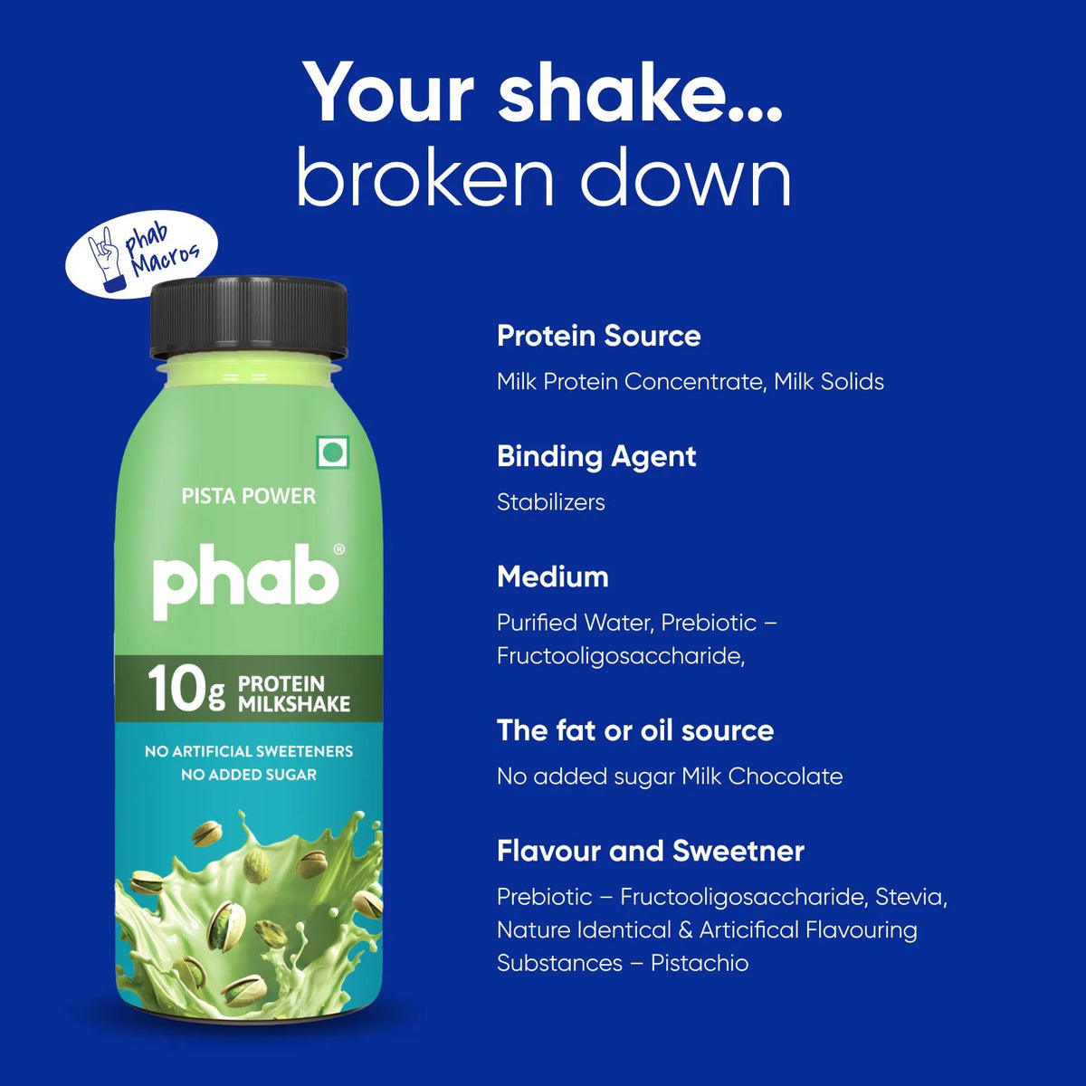 Phab 10g Protein Milkshake - Pista Power - 200 ml
